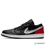 Pandabuy Air Jordan 1 Low 'Brushstroke Swoosh - Black Red'