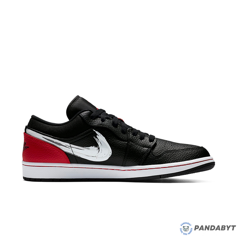 Pandabuy Air Jordan 1 Low 'Brushstroke Swoosh - Noir Rouge'