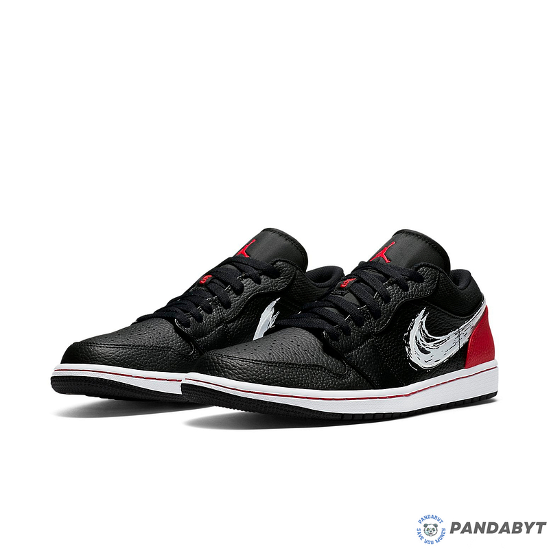 Pandabuy Air Jordan 1 Low 'Brushstroke Swoosh - Noir Rouge'