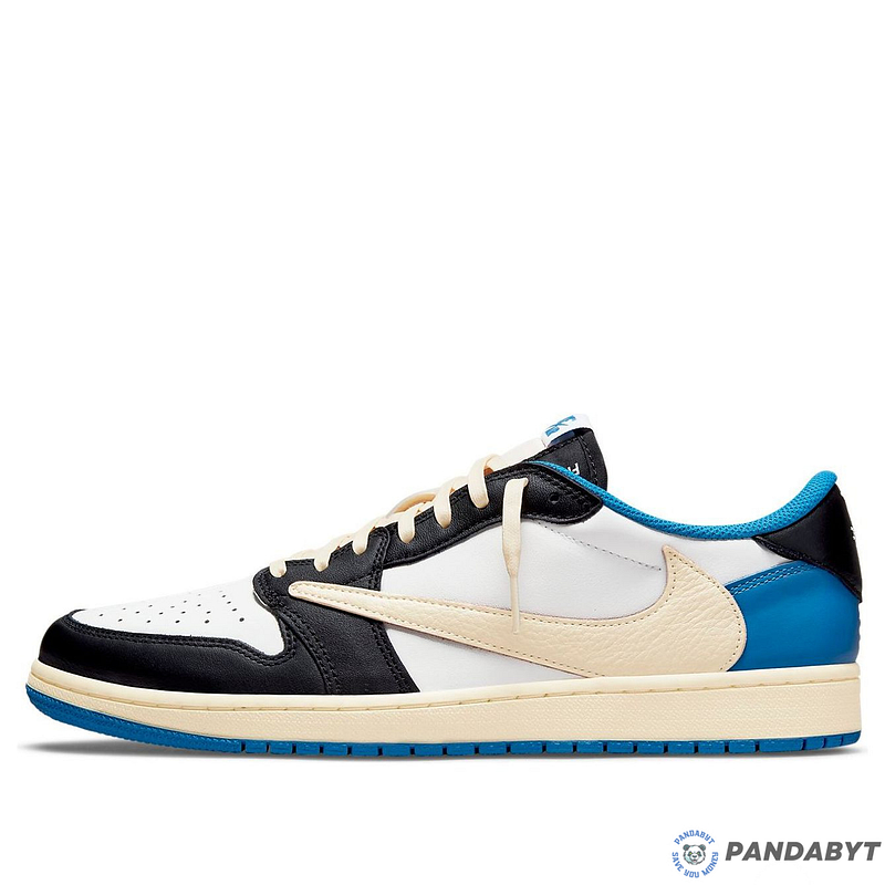 Pandabuy Fragment Design x Travis Scott x Air Jordan 1 Retro Low 'Sail Noir Bleu Militaire'