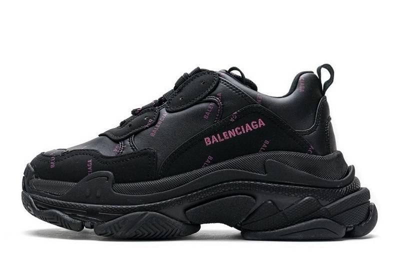 Balenciaga Triple S Allover-Logo „Buchstabe Schwarz Pink“