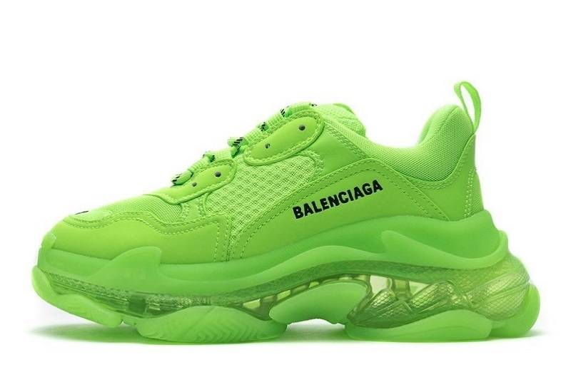 Balenciaga Triple S Suela transparente "Verde fluorescente"