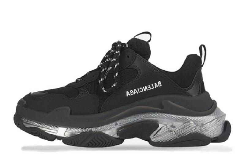 Balenciaga Triple S Suela transparente "Negro Plata"