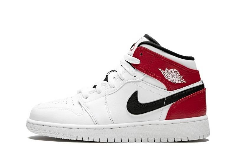 Air Jordan 1 "Branco Preto Ginásio Vermelho" Médio