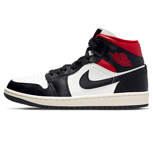 Air Jordan 1 Mid Wmns 'Black Sail Gym Red'