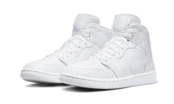 Air Jordan 1 Mid Triple White Patent Swoosh