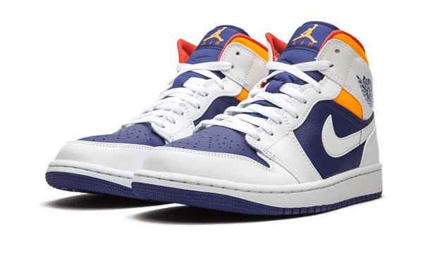 Air Jordan 1 Mid White Laser Orange Deep Royal Blue